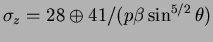 $\sigma_{z}=28 \oplus 41/(p\beta\sin^{5/2}\theta)$