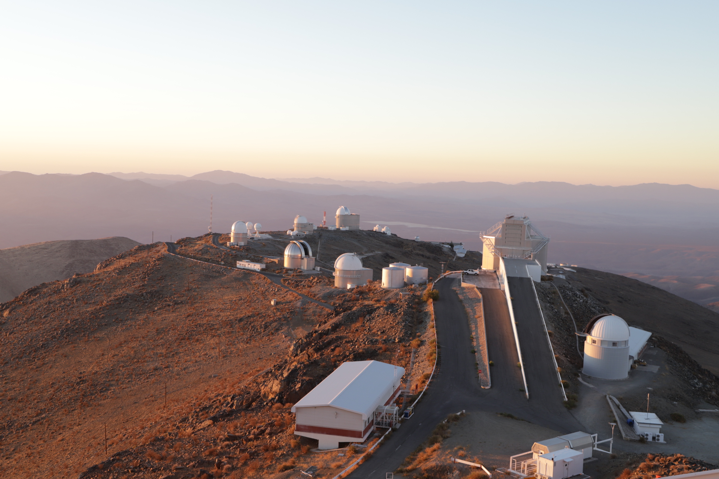 La Silla observatory at sunset, imaged at the ESO 3.6m telescope